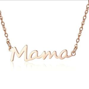 Rose Gold Mama Necklace with Collarbone Chain